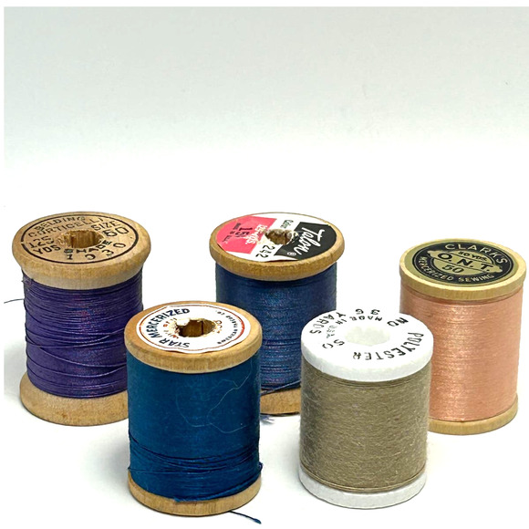 Vintage Thread On Wooden Spools Lot of 30 - Picture 8 of 9